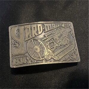 Lewis Buckles 1970s Silver Metal Vehicles Belt Buckle Original Collectible